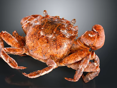 Whole Cooked Brown Crab With Shiny Shell Large Claws And Legs 3d model