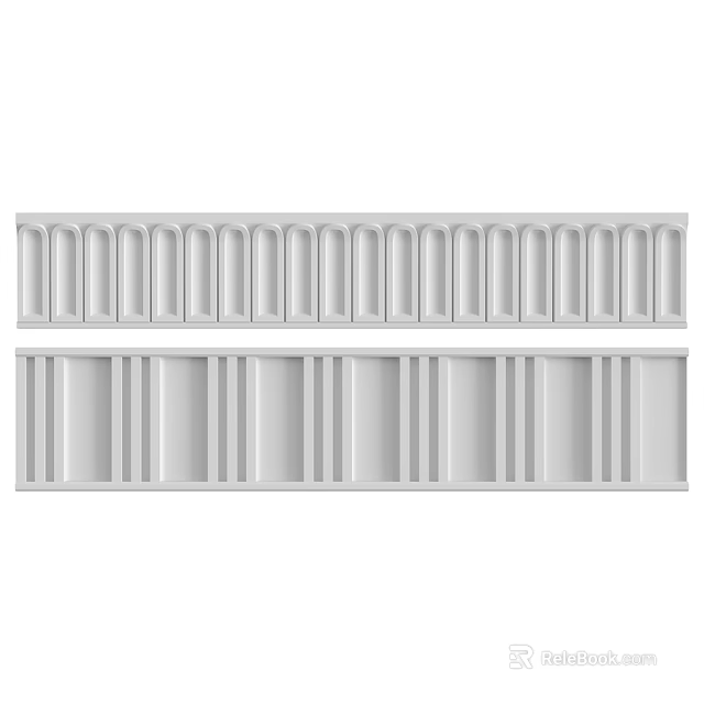 Long White Decorative Panels With Uniform Grooves For Interior Design 3d model 