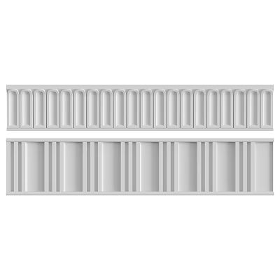 Long White Decorative Panels With Uniform Grooves For Interior Design 3d model