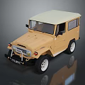 Classic Beige FJ40 Off Road Vehicle With Canvas Top And White Wheels Front Grille