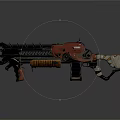 Futuristic Sci Fi Weapon With Red Black Mechanical Design Spiked Barrel And Ammo Clip