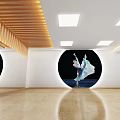 Dance Studio Interior With Artistic Dance Murals Spacious Area And Wooden Details