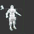 Game and Movie Character in White Armor with Yellow Accents Black Details and Equipment Silhouette