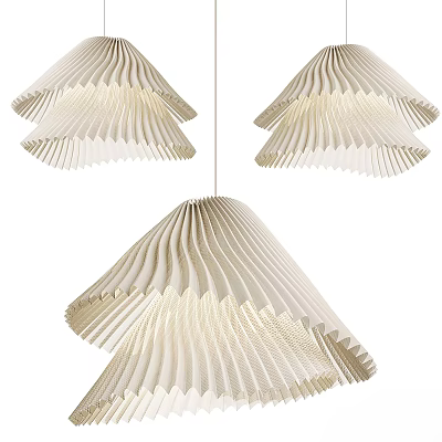 Elegant Modern Pleated Pendant Lights with Soft Light and Layered Folded Design 3d model