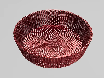 Stylish Red Woven Circular Basket Decorative Ornament Set for Home Decoration 3d model