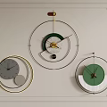 Three Modern Wall Clocks With Metal Frames Green Gray Dials Wall Decor Design 3d model