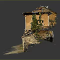 Traditional Rural Stone House With Tiled Roof And Small Green Trees