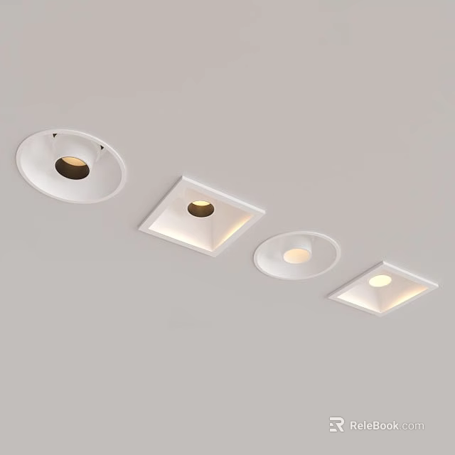 Modern Recessed LED Downlights And Spotlights With Round Square Ceiling Lighting Designs 3d model 