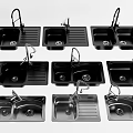 Black Kitchen Sinks With Single And Double Bowl Designs Featuring Faucets And Drain Boards