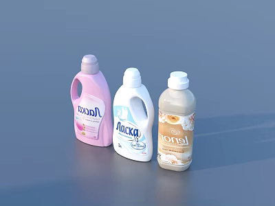 Household Essentials Pink White And Beige Loral Laundry Detergent Bottles 3d model