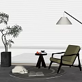 Modern Leisure Chair Single Sofa Side Floor Lamp 3d model