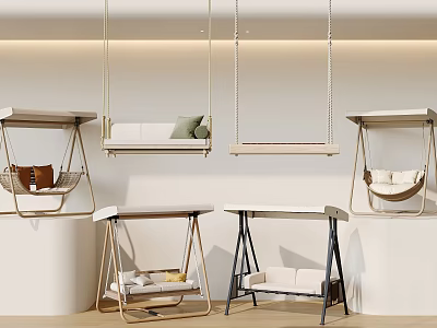 Modern Hanging Chairs With Multiple Styles Metal Frames Soft Cushions And Indoor Design 3d model