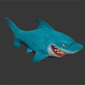 Blue Shark Toy With Open Mouth Sharp Teeth And Shiny Surface On Dark Background 3d model