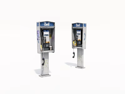 Bell Public Phone Booths With Classic Design As Outdoor Public Facilities 3d model