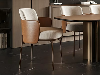 Modern Dining Chairs With Leather And Fabric Upholstery And Metal Legs 3d model