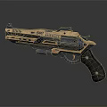 Futuristic Orange Pistol With Blue Accents And Sci Fi Design Features
