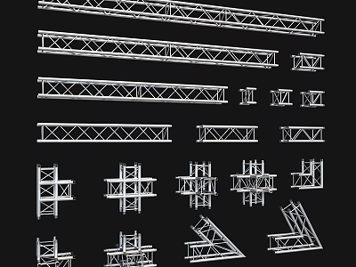 Decorative Ornament Set Featuring Various Geometric Metal Frames and Truss Structures 3d model
