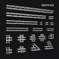 Decorative Ornament Set Featuring Various Geometric Metal Frames and Truss Structures 3d model