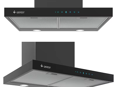 Great Black Range Hood With Modern Control Panel And LED Lights 3d model