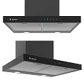 Great Black Range Hood With Modern Control Panel And LED Lights 3d model