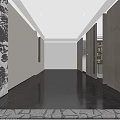 Colorful Sample Wall In Modern Display Area With Long Table And Chairs