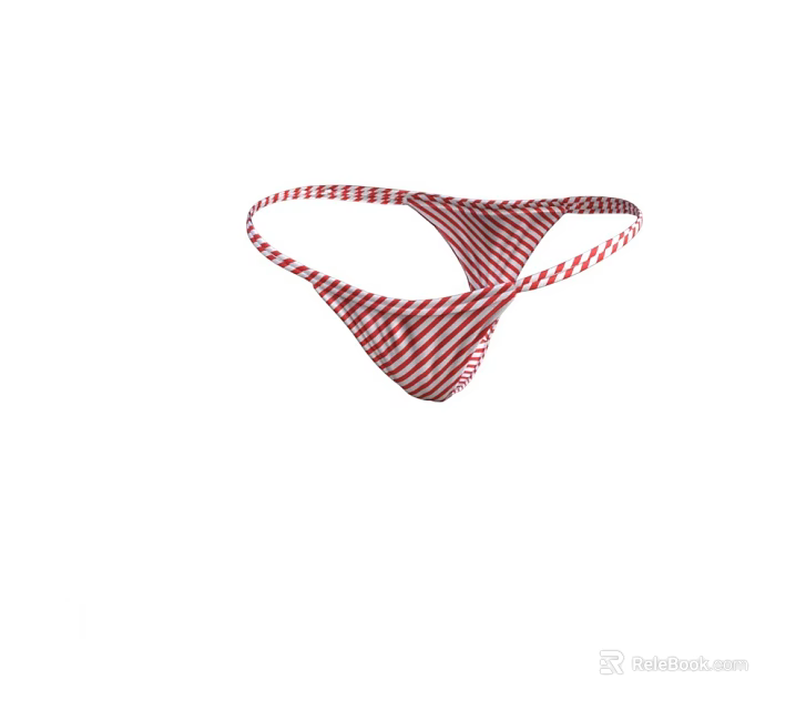 Red And White Striped Women's Underwear With Lightweight Fabric And Comfortable Fit 3d model 