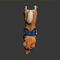 Cute Happy Shiba Inu Standing Wearing Blue Harness With Tongue Out