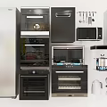 Essential Modern Kitchen Appliances Featuring Refrigerator Oven Microwave Hood And Coffee Maker