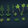 Different Types of Green Plants Including Trees Grasses and Flowering Varieties