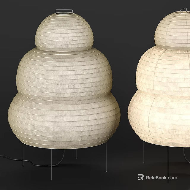 Modern Paper Floor Lamps Layered Bulbous Design With Soft Lit Glow 3d model 