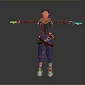 3D Child Character With Arms Outstretched Gray Hoodie Jeans And Tool Belt
