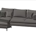 Stylish Gray Sectional Sofa With Soft Fabric Pillows And Matching Ottoman 3d model