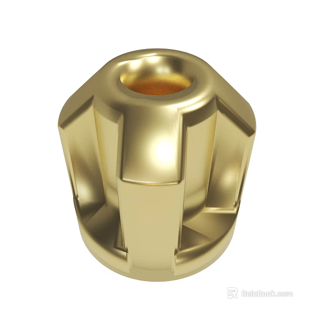 High Quality Golden Hexagonal Mechanical Nut Part With Smooth Surface Design 3d model 