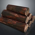 Plant Derived Stacked Wooden Logs With Natural Dark Brown Textured Surface