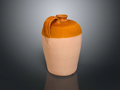 Orange And Beige Handcrafted Ceramic Sculpture With Detailed Curved Handle 3d model