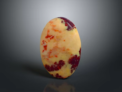 Oval Shaped Natural Stone Featuring Yellow Red And Purple Color Patterns 3d model