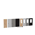 White Hinged Doors with Solid and Glass Panels featuring Diamond Pattern in Wooden Interior Design 3d model