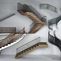 Modern Spiral Staircase Design With Wooden Steps Glass Railings And Metal Frames