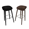 Modern Black and Brown Wooden Bar Stools With Sleek Design and Slim Legs