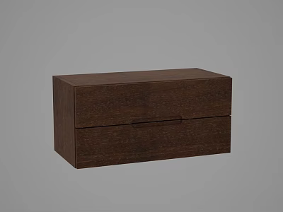 Dark Brown Wooden Storage Cabinet With Two Drawers And Simple Design 3d model
