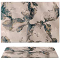 Modern Abstract Pattern Square Rug with Blue Green Brown Artistic Ink Inspired Design