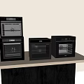 Modern Kitchen Appliances In Various Colors Displayed On Countertop With White Wall