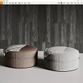 Terzani Sofa Stool Fabric Stool Leather Stool Round Stool 3d model
