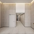 Modern Elevator Lobby With Stone Walls And Gold Accents 3d model