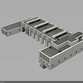 Modern Architectural Building Structure With Flat Roof White Exterior And Connected Sections 3d model