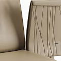 Beige Leather Dining Chairs With Slim Legs And Line Patterned Backrest 3d model