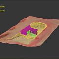 Cartoon Scene Ancient Ruins With Earth Yellow Architecture Walls Entrance And Sandy Ground