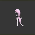 3D Game Movie Character With Pink Hair Cat Ears Standing On Heart Platform Arms Outstretched
