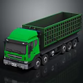 Green Heavy Duty Dump Truck With Open Cargo Bed And Multiple Wheels
