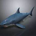 Detailed Blue Shark With Red Markings On Body Against Gray Background